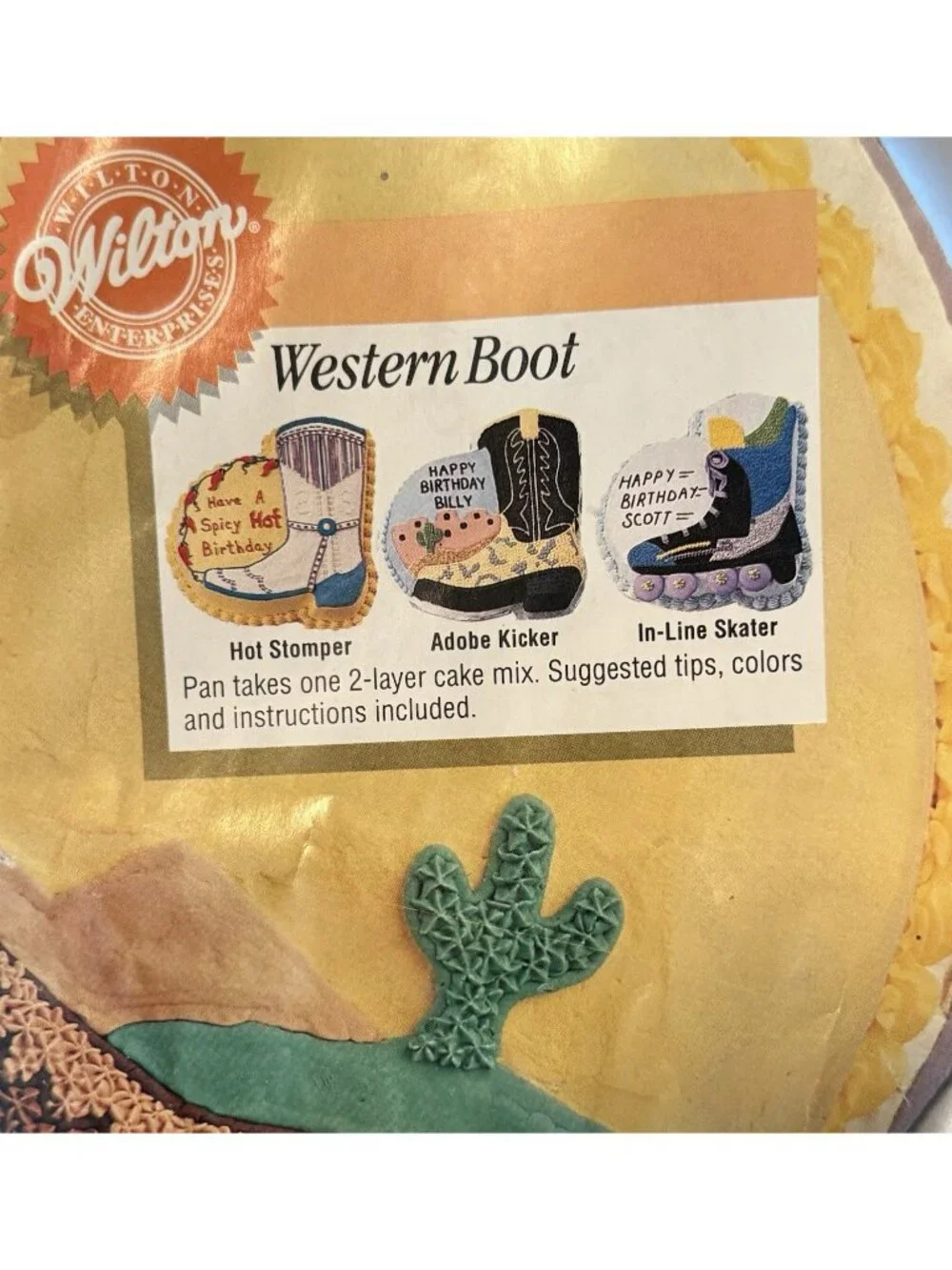 Wilton Cowboy Boot Cake Pan 2105-1238 Skate RARE 1995 Country Western Cactus NEW